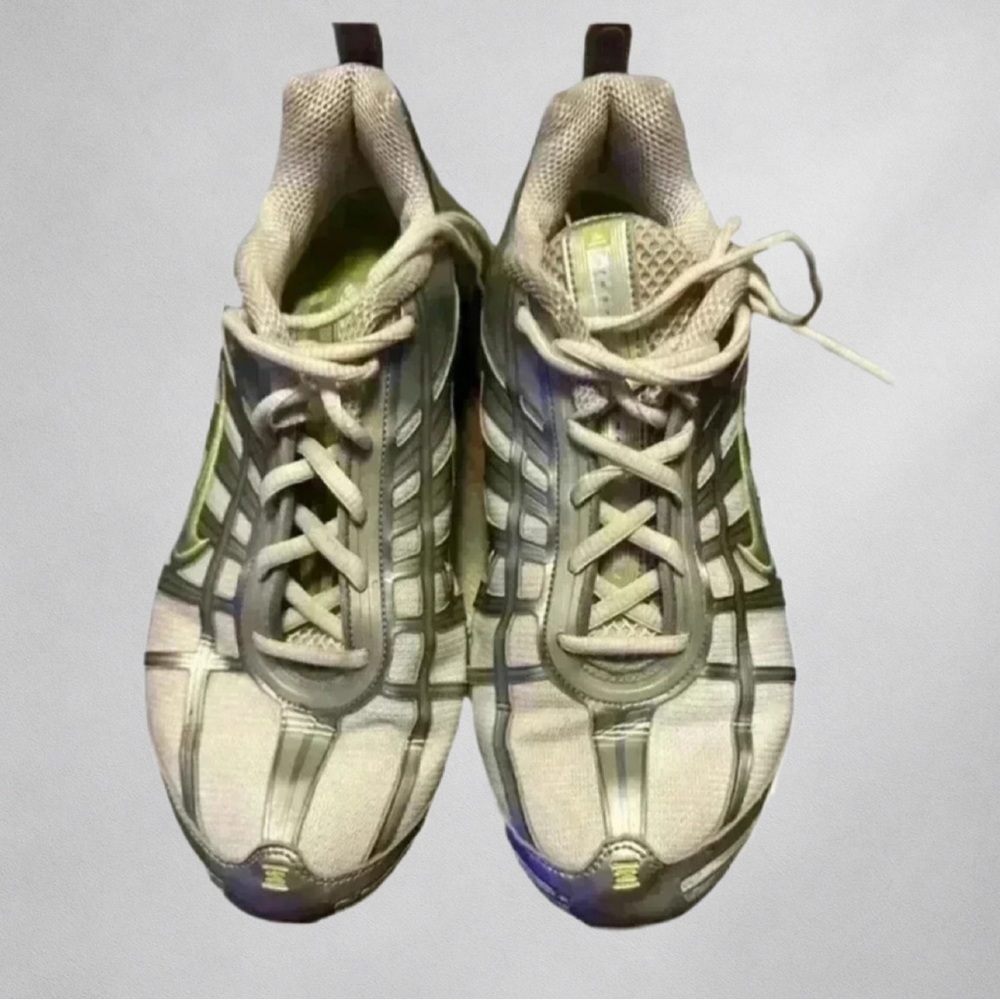Vintage Nike Shox Womens Running Shoes Size 8 Silver Green Athletic Sneakers